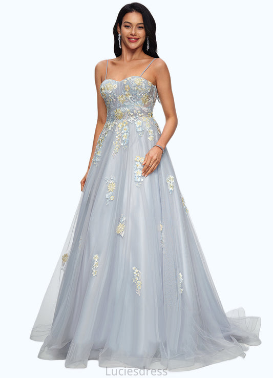 Adison Ball-Gown/Princess Sweetheart Sweep Train Tulle Prom Dresses With Pleated HFP0022192