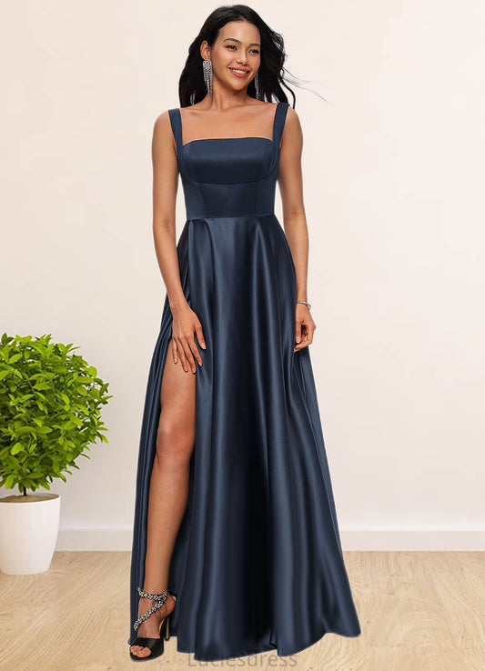 Tatum A-line Straight Floor-Length Satin Prom Dresses With Bow HFP0022195