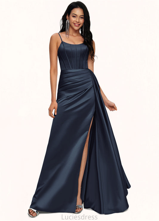 Cassandra Sheath/Column Scoop Floor-Length Satin Prom Dresses HFP0022196