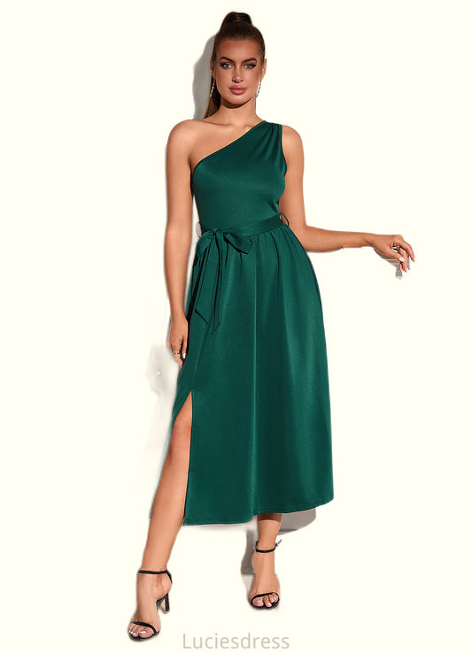 Iyana One Shoulder Vacation A-line Cotton Blends Midi Dresses HFP0022529