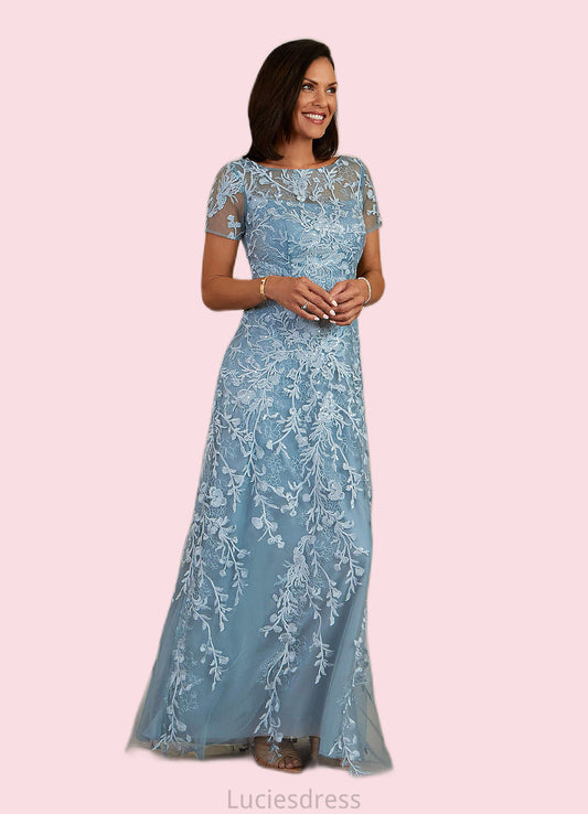 Sharon A-Line Boatneck Lace Floor-Length Dress HFP0022651