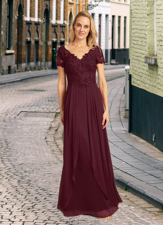 Caitlyn A-Line Lace Chiffon Floor-Length Dress HFP0022662