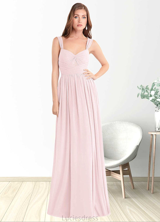 Hailey A-Line Lace Chiffon Floor-Length Dress Blushing Pink HFP0022740