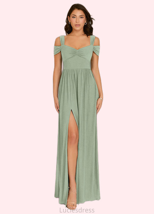 Reese A-Line Pleated Luxe Knit Floor-Length Dress Agave HFP0022742