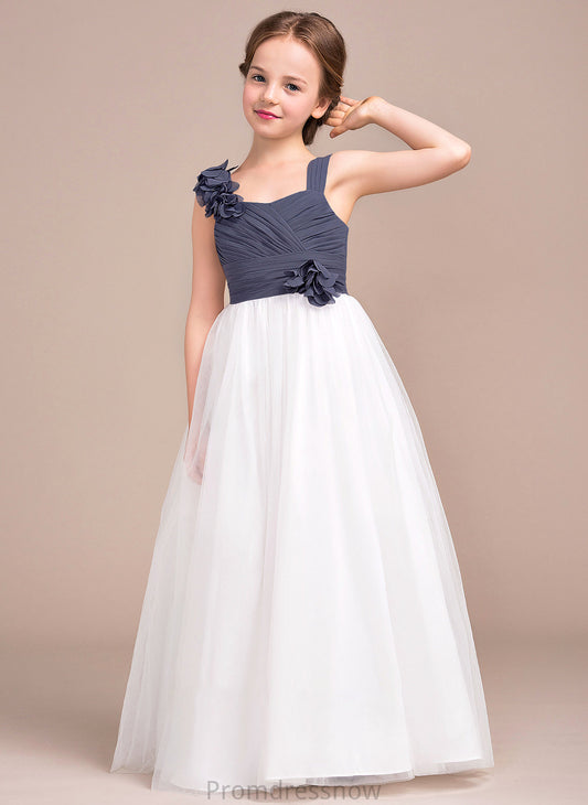 Floor-Length Flower(s) Thelma Sweetheart Junior Bridesmaid Dresses Ruffle Chiffon A-Line Tulle With