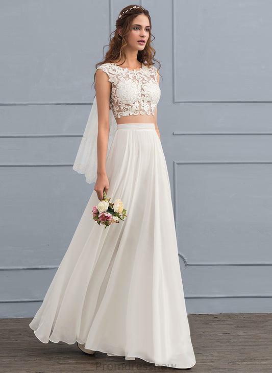 Alivia A-Line With Sequins Beading Dress Wedding Dresses Lace Floor-Length Wedding Chiffon