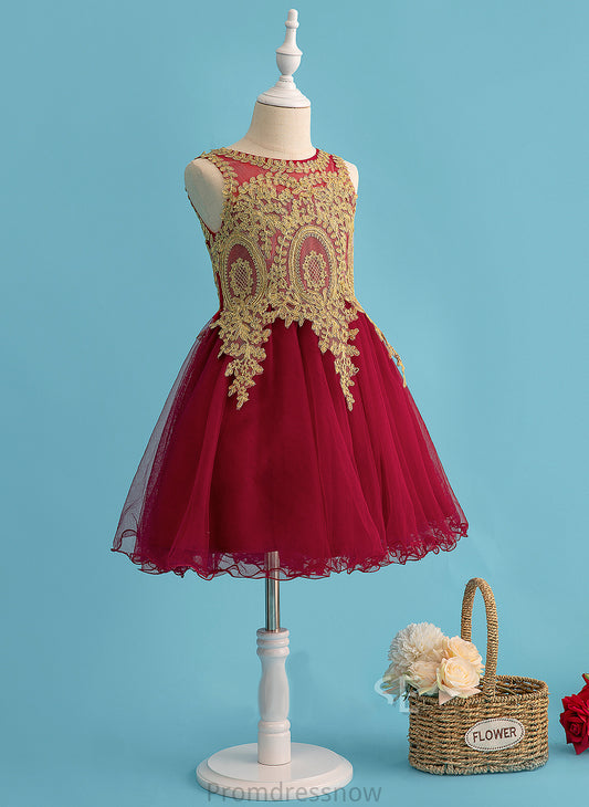- Bridget Flower Tulle A-Line Sleeveless With Scoop Girl Knee-length Lace Flower Girl Dresses Dress Neck