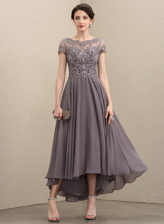 of Beading Sequins Lace Asymmetrical Mother With A-Line Scoop Mother of the Bride Dresses Bride Aisha the Neck Chiffon Dress