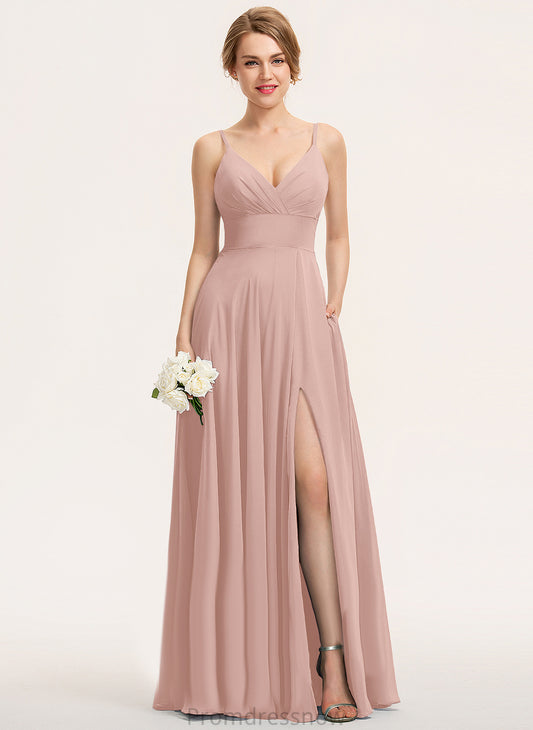 Chiffon Margaret V-neck A-Line Prom Dresses Floor-Length With Pleated