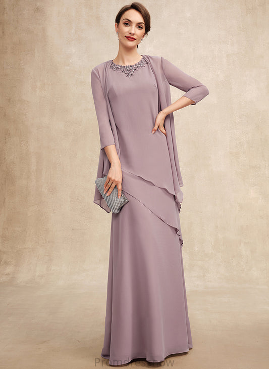 Amirah Floor-Length A-Line Scoop Dress Chiffon Neck Beading the Mother Mother of the Bride Dresses With of Bride