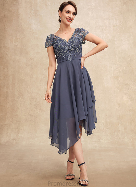 With the Chiffon Bride Dress Naomi of Asymmetrical Lace Mother Mother of the Bride Dresses V-neck A-Line Ruffle