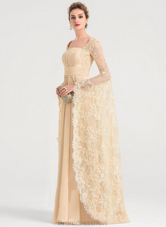 Wedding Chiffon Makena Floor-Length Wedding Dresses Square With Beading Pleated Dress Lace A-Line