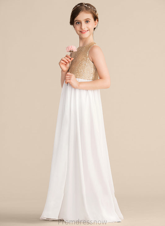 Scoop Chiffon Floor-Length Carissa Junior Bridesmaid Dresses Neck A-Line Sequined