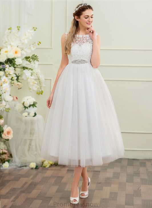Wedding Dresses Satin Dress Tea-Length Ball-Gown/Princess Wedding With Stephany Lace Beading Sequins Tulle
