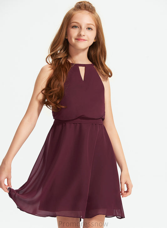 Bow(s) Scoop Chiffon Aileen Knee-Length Neck A-Line With Junior Bridesmaid Dresses