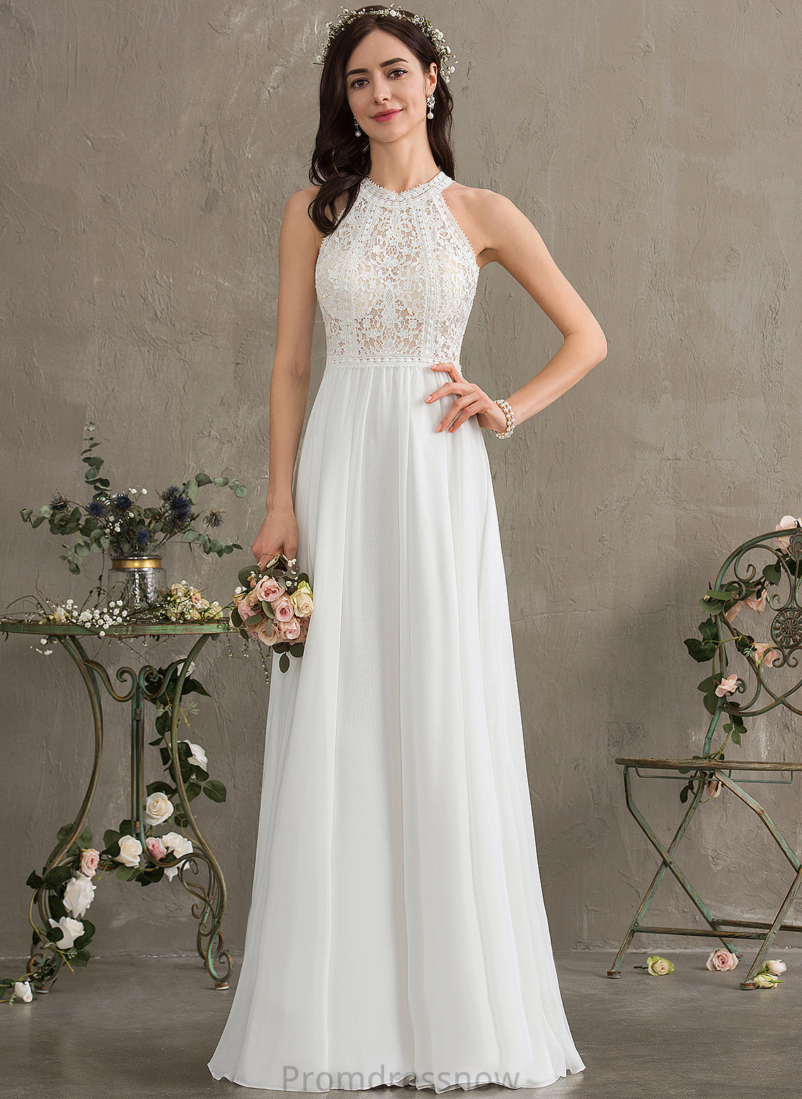 Dress Wedding Dresses A-Line Lace Wedding Meg Floor-Length Chiffon