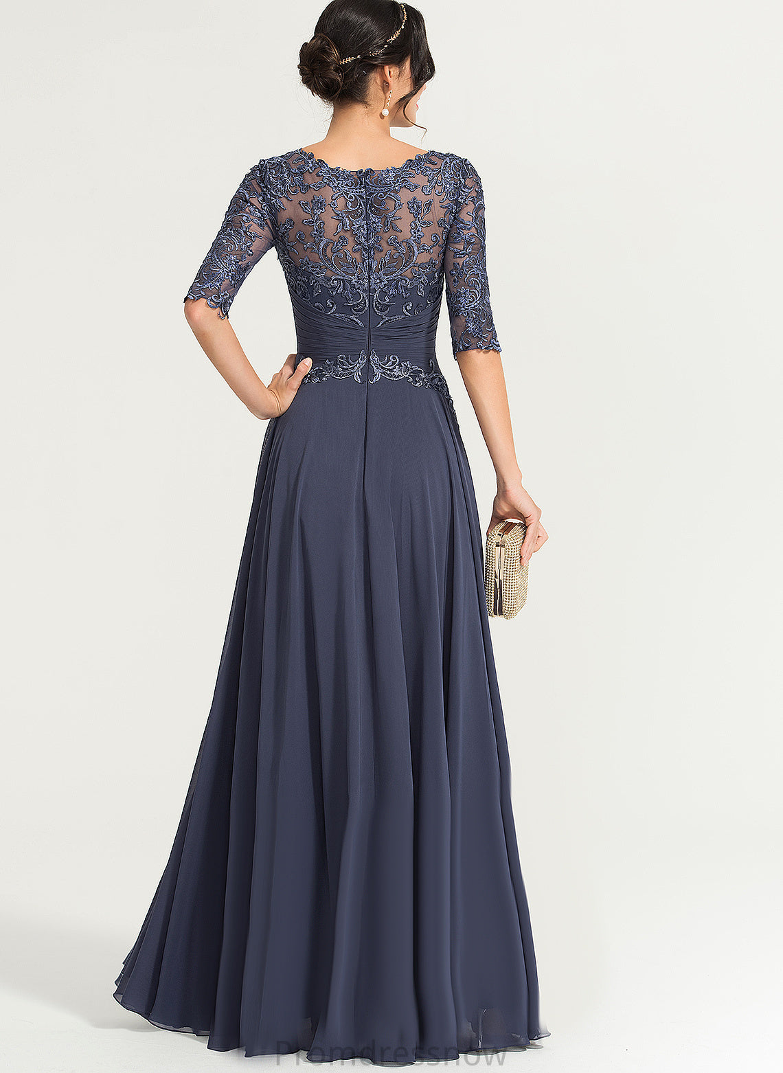 Chiffon Scoop Lace Pleated With Cindy Prom Dresses A-Line Sequins Illusion Floor-Length