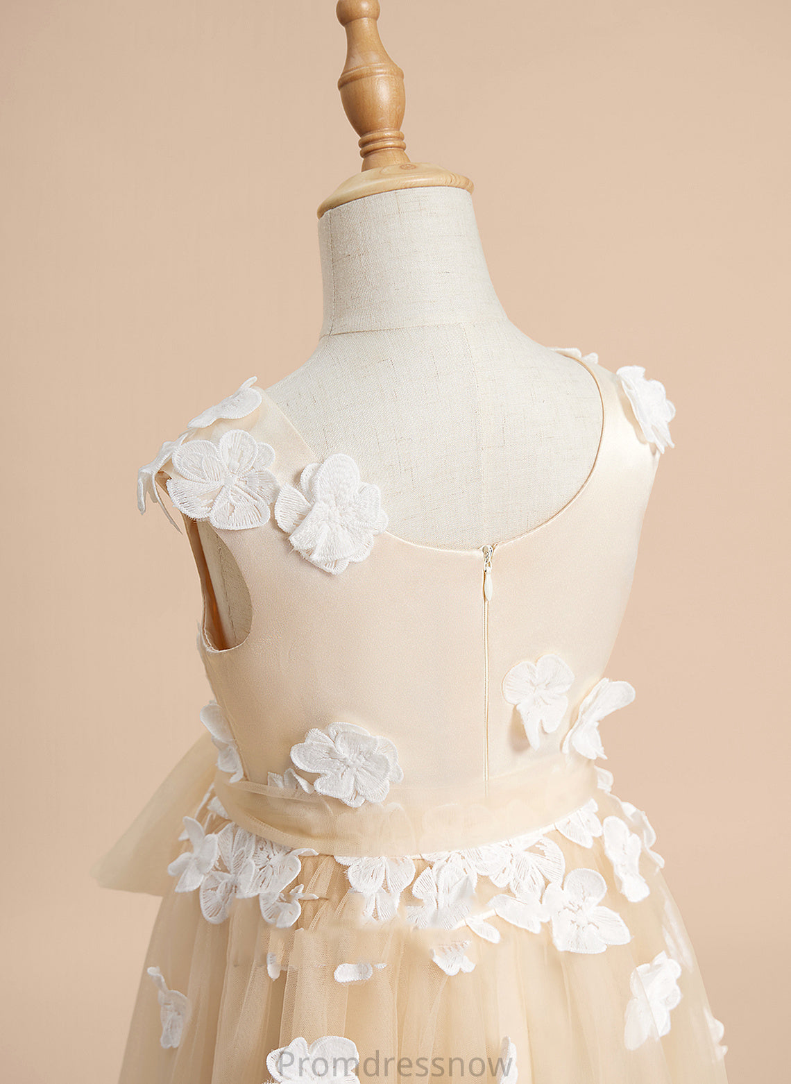 A-Line Scoop Dress - Lace/Flower(s) Neck Sleeveless Girl Ankle-length Flower Girl Dresses With Flower Ana Tulle