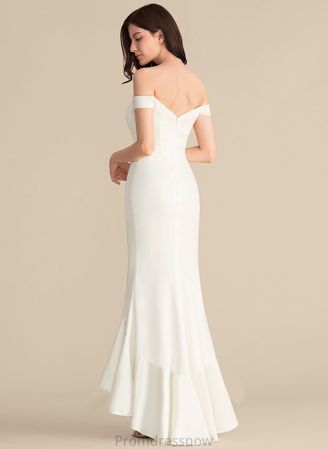 With Off-the-Shoulder Nylah Asymmetrical Ruffles Trumpet/Mermaid Wedding Dresses Wedding Dress Cascading