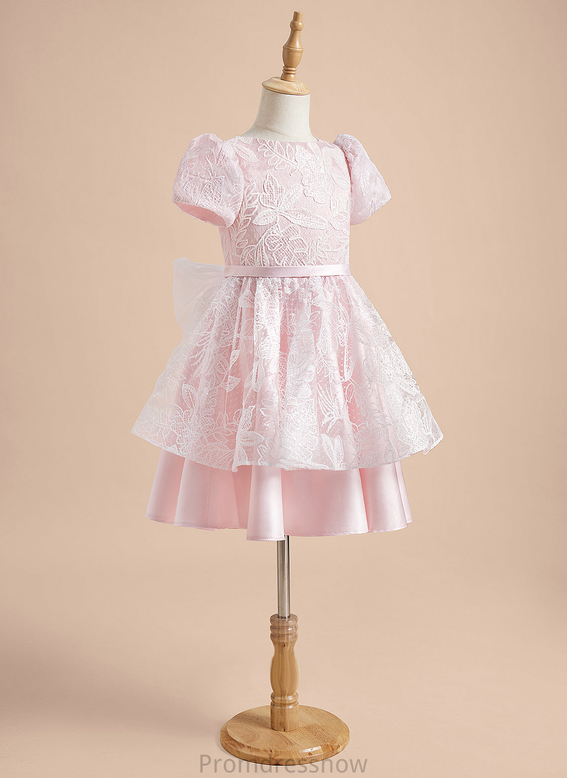 - Knee-length Dress Scoop Satin/Tulle Keely Flower Girl Dresses Short Flower Sleeves A-Line With Neck Girl Lace/Sequins/Bow(s)