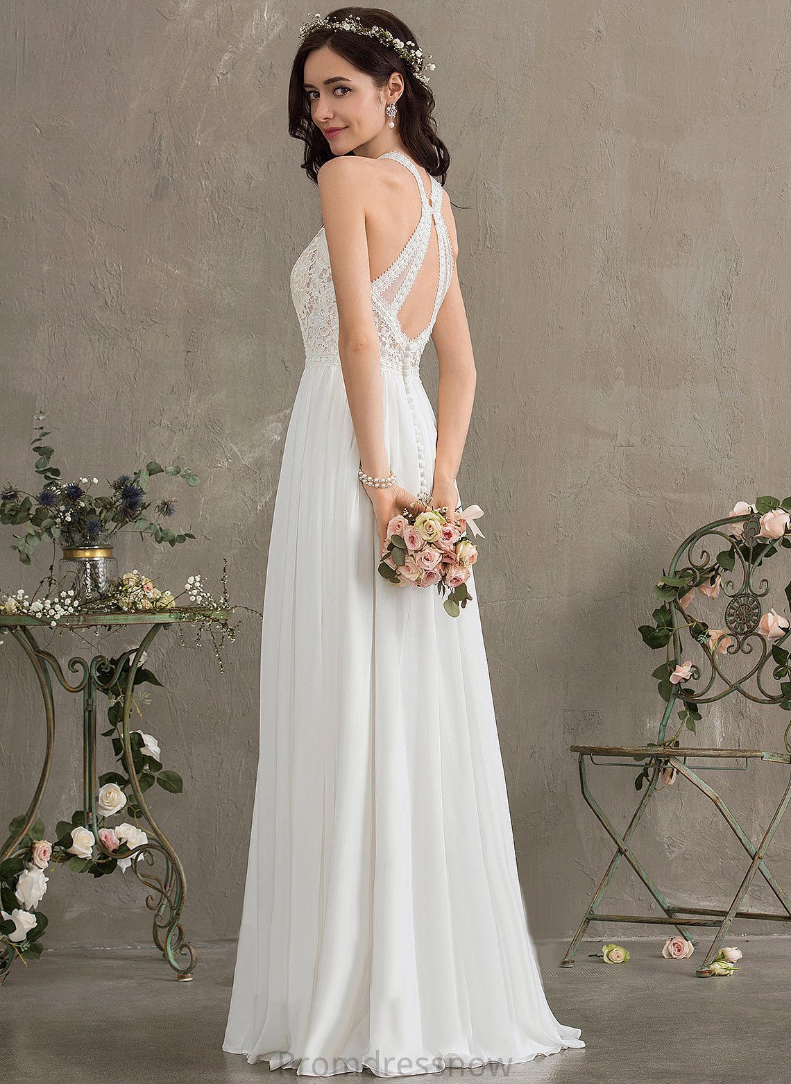 Dress Wedding Dresses A-Line Lace Wedding Meg Floor-Length Chiffon