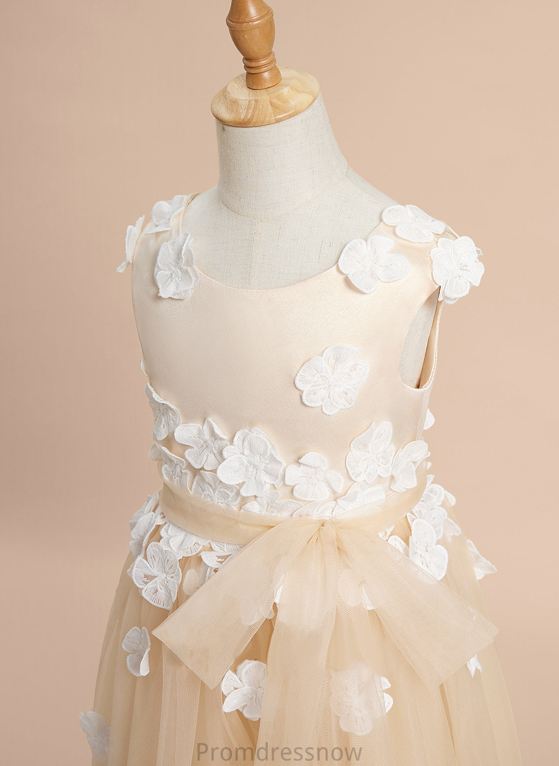 A-Line Scoop Dress - Lace/Flower(s) Neck Sleeveless Girl Ankle-length Flower Girl Dresses With Flower Ana Tulle