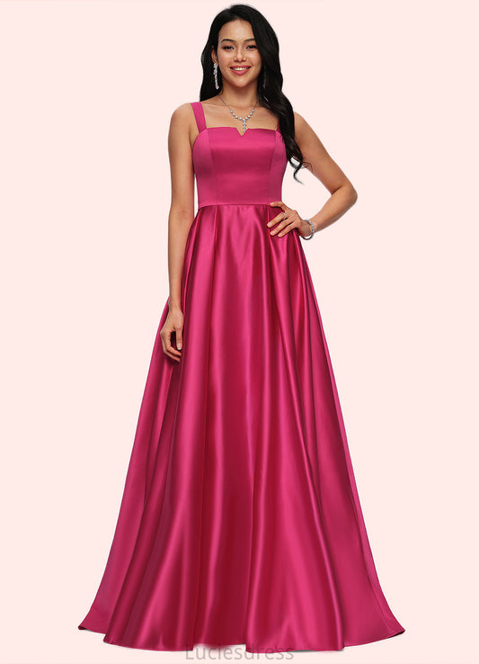 Alani Ball-Gown/Princess V-Neck Sweep Train Satin Prom Dresses HFP0022215