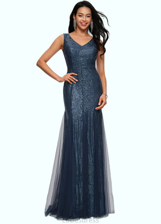 Aimee Sheath/Column V-Neck Floor-Length Sequin Prom Dresses HFP0022218