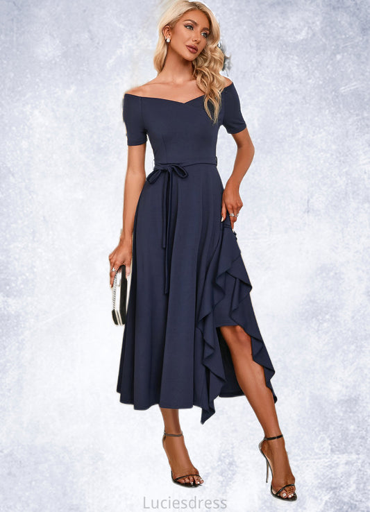 Heidi V-Neck Elegant A-line Cotton Blends Midi Dresses HFP0022561