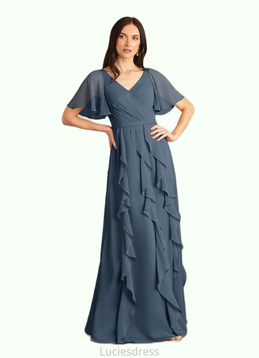 Rita A-Line V-Neck Chiffon Floor-Length Dress HFP0022679