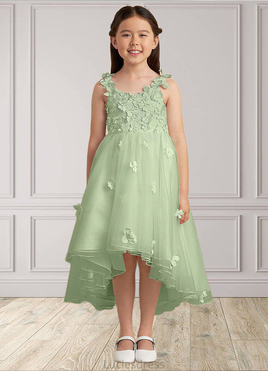 Maci Ball-Gown Lace Tulle Asymmetrical Dress Dusty Sage HFP0022802