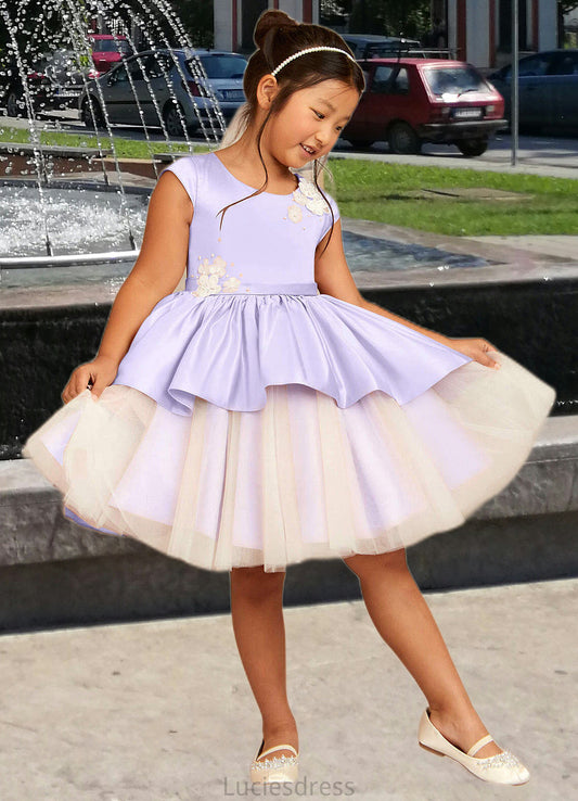 Samara Ball-Gown Lace Matte Satin Knee-Length Dress Lilac/Ivory HFP0022807