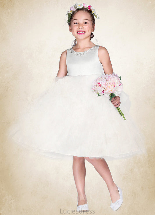 Jaylene Ball-Gown Embroidered Tulle Knee-Length Dress Diamond White HFP0022808