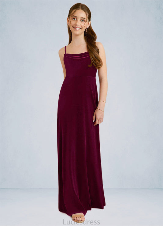 Harriet A-Line Velvet Floor-Length Junior Bridesmaid Dress Cabernet HFP0022870