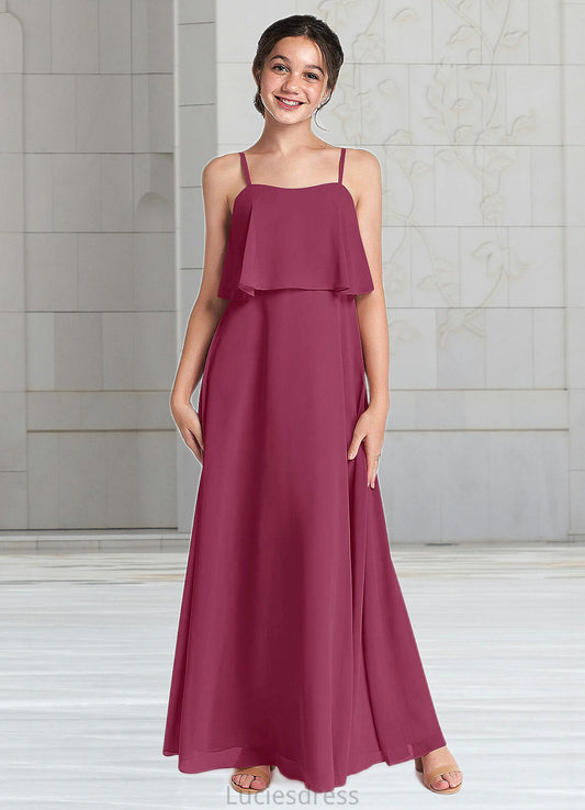 Juliet A-Line Ruched Chiffon Floor-Length Junior Bridesmaid Dress Mulberry HFP0022874